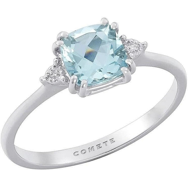 COMETEComete ANQ349 18K White Gold Aquamarine & Diamond Ring – Elegant GiftJEWELRYEcecile