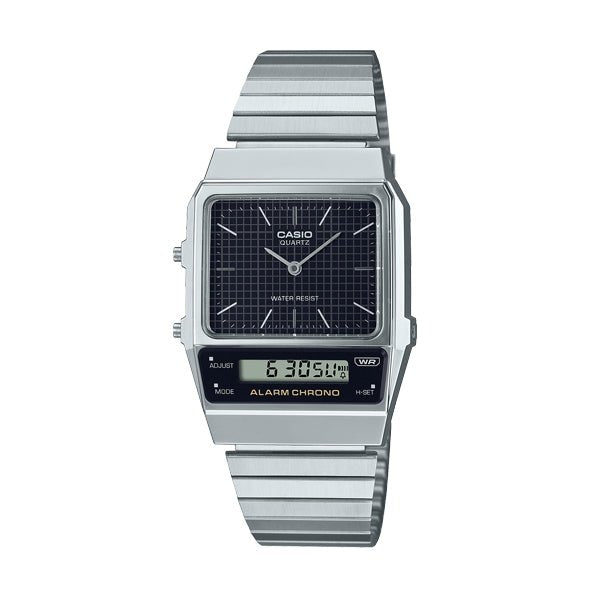 CASIO & VINTAGECasio AQ - 800E - 1AEF Men's Analog - Digital Watch - Black Dial, Stainless Steel BraceletWATCHESEcecile