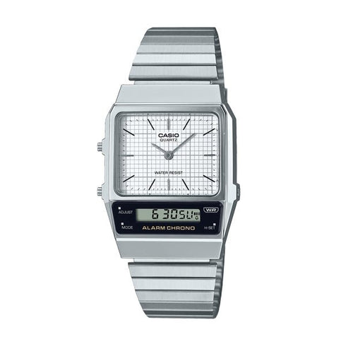 CASIO & VINTAGECasio AQ - 800E - 7AEF Men's Analog - Digital Watch - White Dial, Stainless Steel BraceletWATCHESEcecile