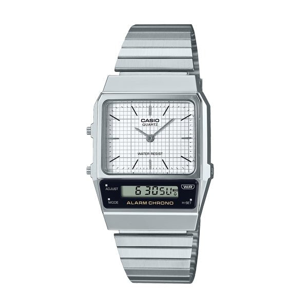 CASIO & VINTAGECasio AQ - 800E - 7AEF Men's Analog - Digital Watch - White Dial, Stainless Steel BraceletWATCHESEcecile