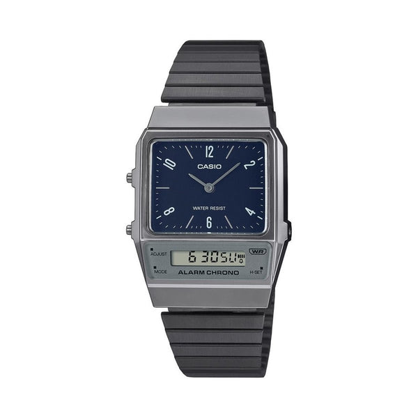 CASIO & VINTAGECasio Vintage AQ - 800EB - 2AEF Unisex Analogue - Digital Watch – Blue Dial, Black Stainless Steel BandWATCHESEcecile