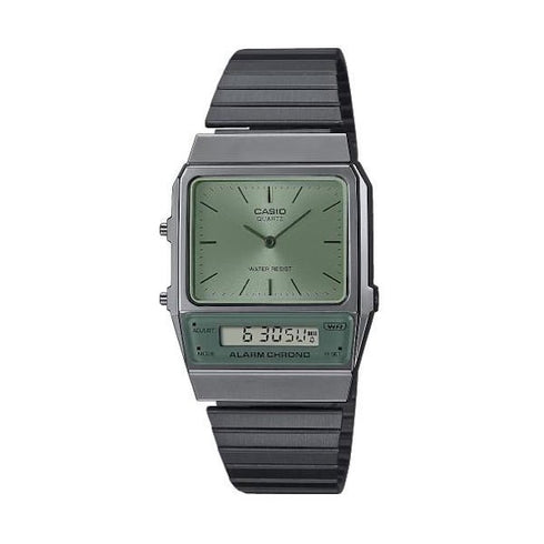 CASIO & VINTAGECasio AQ - 800ECGG - 3AEF Vintage Analog - Digital Watch - Green Dial, Gold Stainless Steel BraceletWATCHESEcecile