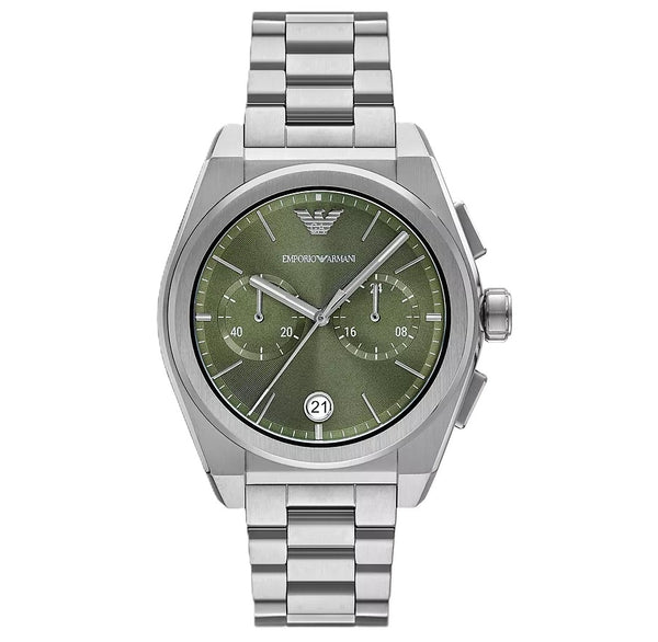 EMPORIO ARMANIEmporio Armani AR11640 Men's Chronograph Watch - Silver Case, Green DialWATCHESEcecile