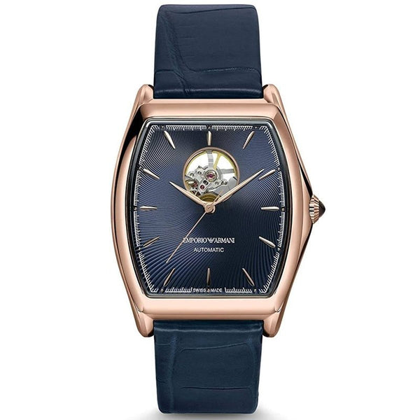 EMPORIO ARMANIEmporio Armani ARS3351 Swiss Automatic Watch - Rose Gold Case, Blue DialWATCHESEcecile