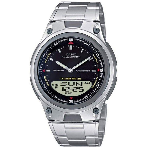 CASIO & VINTAGECasio AW - 80D - 1AVDF Men's Analog - Digital Watch, Black Dial, Stainless Steel BandWATCHESEcecile