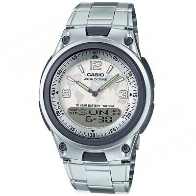 CASIO & VINTAGECasio AW - 80D - 7A2VDF Men's Analog - Digital Watch - White Dial, Stainless Steel BandWATCHESEcecile