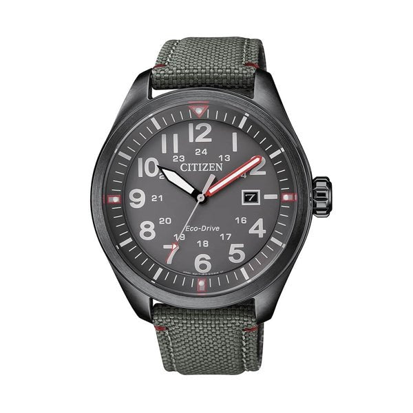 CITIZENCitizen AW5005 - 39H Men's Eco - Drive Military Watch, Black Dial, Green Nylon StrapWATCHESEcecile