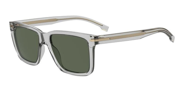 BOSSBOSS 1598/S KB7 - QT Men's Square Sunglasses - Transparent Grey Frame, Green LensesEYEWEAREcecile