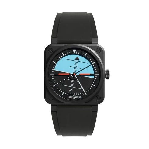BELL & ROSSBell & Ross BR 03 Horizon Limited Edition Men's Automatic Watch BR03A - HRZ - CE/SRB - Black and Blue Dial, Black Ceramic Case, Black Rubber StrapWATCHESEcecile