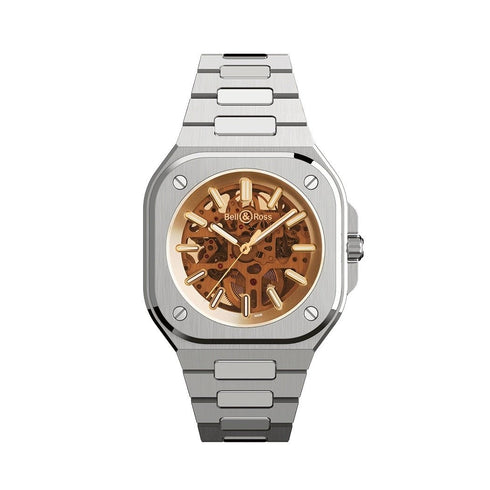 BELL & ROSSBell & Ross BR 05 Skeleton Golden Limited Edition Men's Automatic Watch BR05A - CH - SKST/SST - Skeletonized Golden Dial, Stainless Steel BraceletWATCHESEcecile