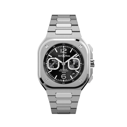 BELL & ROSSBell & Ross BR 05 Chrono Black Steel Men's Automatic Watch BR05C - BLC - ST/SST - Black Dial, Stainless Steel BraceletWATCHESEcecile