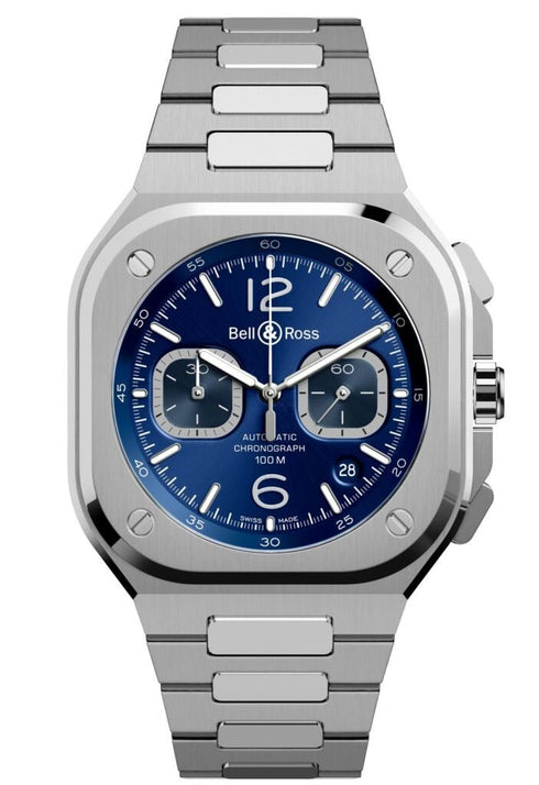 BELL & ROSSBell & Ross BR 05 Chrono Blue Steel BR05C - BU - ST/SST – 42mm Blue Dial, Stainless Steel BraceletWATCHESEcecile