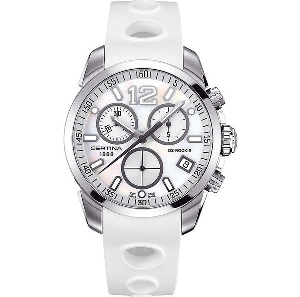 CERTINACertina DS Rookie Chronograph Unisex Watch, White MOP Dial, Rubber StrapWATCHESEcecile