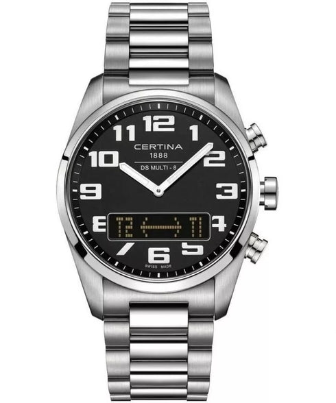 CERTINACertina DS Multi - 8 Men's Watch, Black Dial, Stainless Steel BraceletWATCHESEcecile