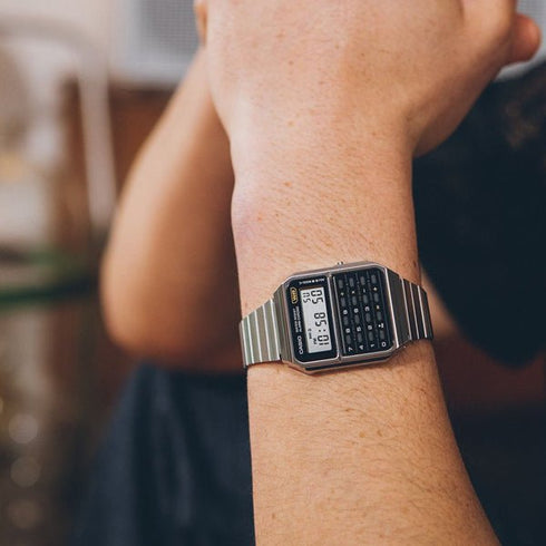 CASIO & VINTAGECasio Vintage CA - 500WE - 1AEF Unisex Calculator Watch - Black Dial, Stainless Steel BandWATCHESEcecile