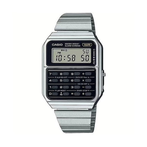 CASIO & VINTAGECasio Vintage CA - 500WE - 1AEF Unisex Calculator Watch - Black Dial, Stainless Steel BandWATCHESEcecile