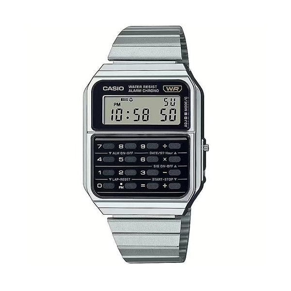 CASIO & VINTAGECasio Vintage CA - 500WE - 1AEF Unisex Calculator Watch - Black Dial, Stainless Steel BandWATCHESEcecile