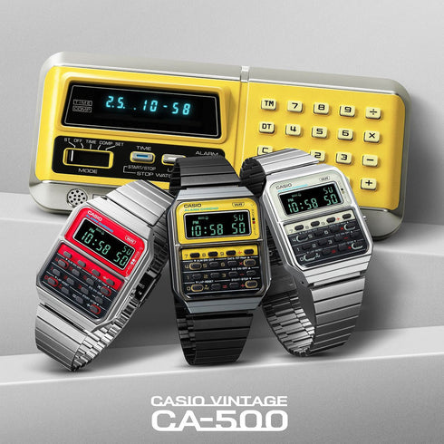 CASIO & VINTAGECasio Vintage CA - 500WE - 7BEF Unisex Watch - Calculator, White Dial, Stainless Steel BraceletWATCHESEcecile