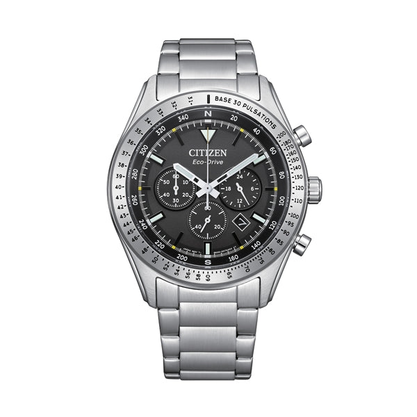CITIZENCitizen Eco - Drive CA4600 - 89E Men's Chronograph Watch – Black Dial, Stainless Steel BraceletWATCHESEcecile