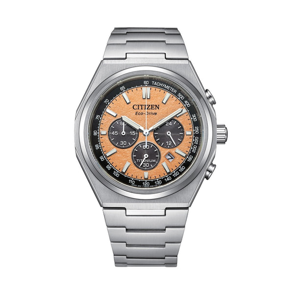 CITIZENCitizen CA4610 - 85Z Men's Super Titanium™ Eco - Drive Chronograph Watch - 42.5mm Salmon DialWATCHESEcecile