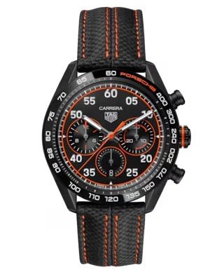 TAG HEUERTAG Heuer Carrera X Porsche Orange Racing CBN2A1M.FC6526 Men's Watch - Black Dial, Leather StrapWATCHESEcecile