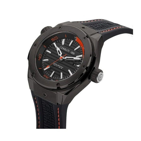 CERRUTI 1881Cerruti 1881 Ruscello CIWGN2207502 Men's Quartz Watch - Black Dial, Black Rubber StrapWATCHESEcecile