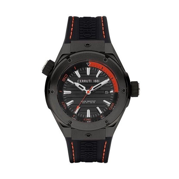 CERRUTI 1881Cerruti 1881 Ruscello CIWGN2207502 Men's Quartz Watch - Black Dial, Black Rubber StrapWATCHESEcecile