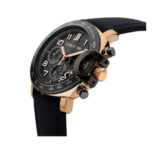 CERRUTI 1881Cerruti 1881 CIWGO2206802 Men's Quartz Chronograph Watch - Black Dial, Black Rubber StrapWATCHESEcecile