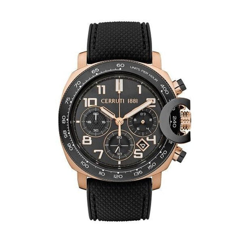 CERRUTI 1881Cerruti 1881 CIWGO2206802 Men's Quartz Chronograph Watch - Black Dial, Black Rubber StrapWATCHESEcecile