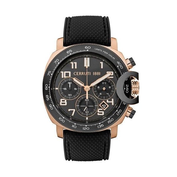 CERRUTI 1881Cerruti 1881 CIWGO2206802 Men's Quartz Chronograph Watch - Black Dial, Black Rubber StrapWATCHESEcecile