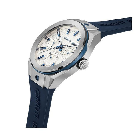 CERRUTI 1881Cerruti 1881 Ruscello CIWGQ2116906 Men's Quartz Watch - White Dial, Blue Rubber StrapWATCHESEcecile