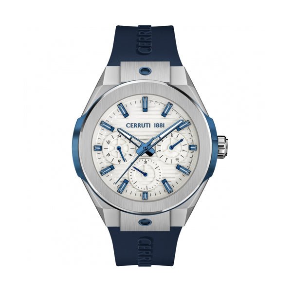 CERRUTI 1881Cerruti 1881 Ruscello CIWGQ2116906 Men's Quartz Watch - White Dial, Blue Rubber StrapWATCHESEcecile