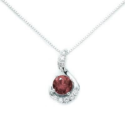 MILUNAMiluna CLD3118 Women's Necklace – 18K White Gold, 0.65 ct Round Ruby, 8 Brilliant - Cut Diamonds (0.045 ct Total), 42cm Venetian Chain,JEWELRYEcecile