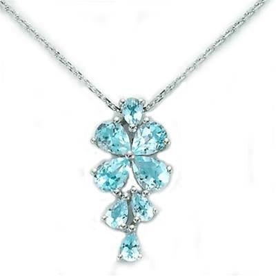 MILUNAMiluna CLD3699X Women's Aquamarine and Diamond Necklace in 18K White GoldJEWELRYEcecile