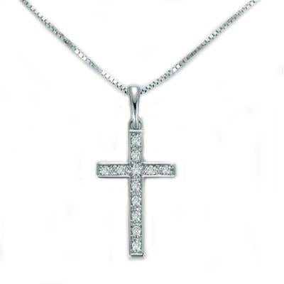 MILUNAMiluna CLD3981 Women's Necklace - White Gold Cross Pendant with DiamondsJEWELRYEcecile