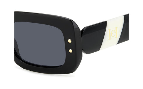 Carolina Herrera HER 0187/S 80S-IR 50 Women's Sunglasses - Black & White Frame, Grey Lenses