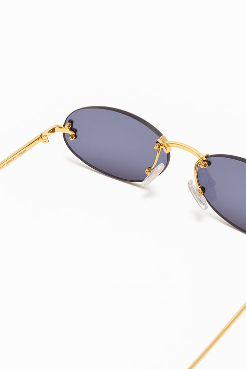 FENDIFendi FE4075US “First Crystal” Oval Sunglasses – 54 mm Gold Metal Frame, Solid Blue Lenses, UV400EYEWEAREcecile