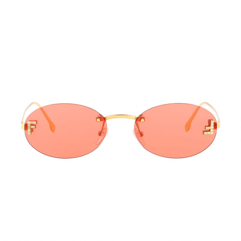 FENDIFendi FE4075US “First Crystal” Oval Sunglasses – 54mm Gold Metal FrameEYEWEAREcecile