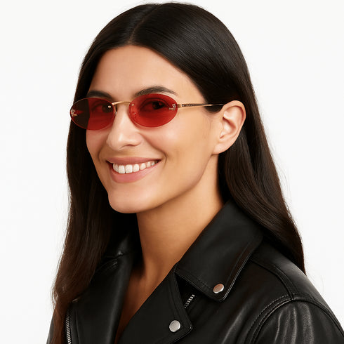 FENDIFendi FE4075US “First Crystal” Oval Sunglasses – 54mm Gold Metal FrameEYEWEAREcecile