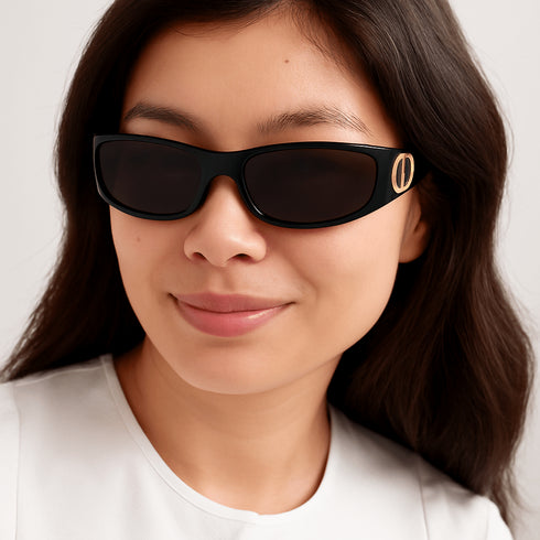 DIORDior VeryDior S3F Rectangular Sunglasses – 61 mm Black Acetate Gold CD HingeEYEWEAREcecile