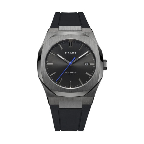 D1 MILANOD1 Milano Automatic Rubber D1 - ATRJ11 Men's Watch - Stainless Steel Case, Black Dial, Rubber StrapWATCHESEcecile