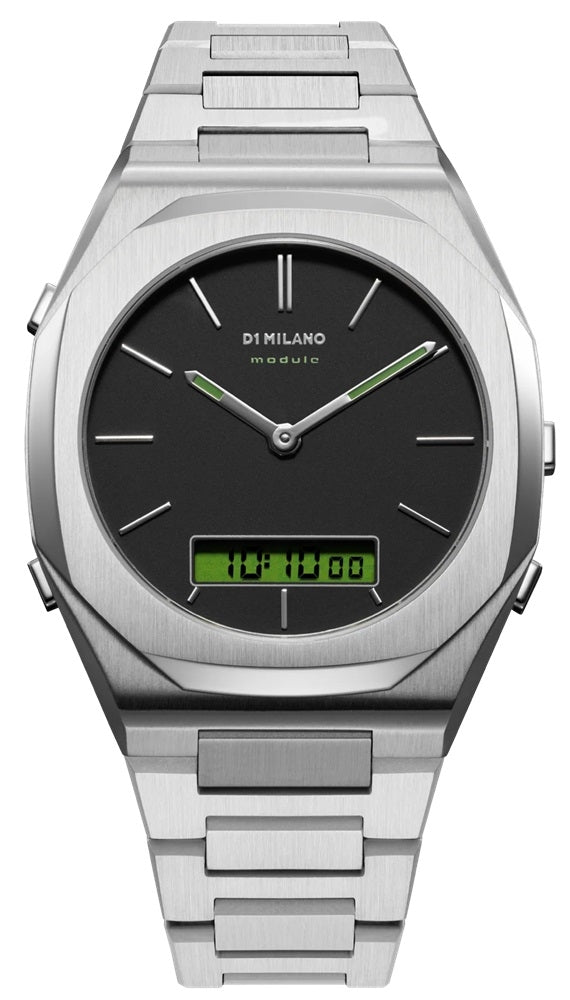 D1 MILANOD1 Milano Module 366 D1 - DGBJ01 Men's Watch - Silver Stainless Steel, Black Analog - Digital DialWATCHESEcecile