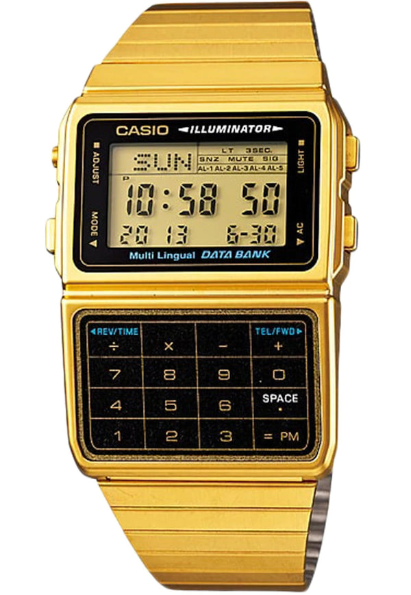 CASIO & VINTAGE: Casio DBC - 611G - 1DF Men's Digital Watch - Gold - Tone Calculator, Data Bank, Stainless Steel BandWATCHESEcecile