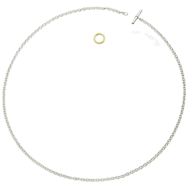 DODODoDo Essentials Necklace DC94001CHAIN000OA – 40cm Sterling Silver Chain with 18K Yellow Gold RingJEWELRYEcecile