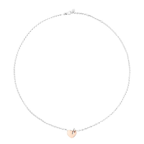 DODODoDo Cuore Necklace DCC4002HEART0009A42 – Sterling Silver Chain with 9K Rose Gold Heart CharmJEWELRYEcecile