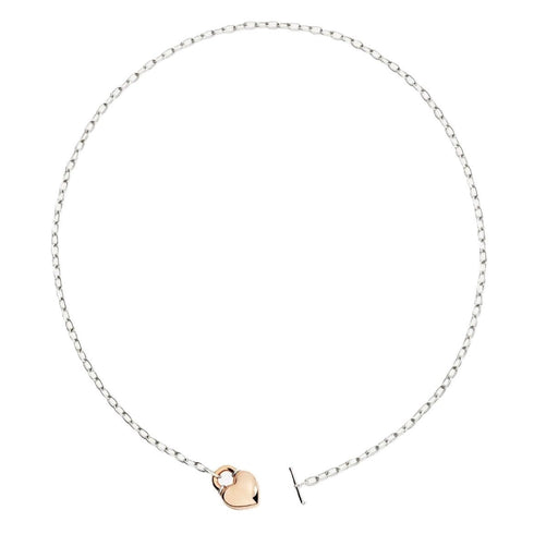 DODODoDo Heart Necklace DCC5001HEART0009A46 – 9K Rose Gold Pendant on 925 Sterling Silver Chain, 46 cmJEWELRYEcecile