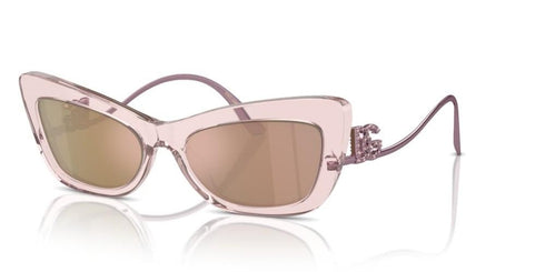 DOLCE & GABBANADolce & Gabbana DG4467B 31486X Women's Cat - Eye Sunglasses - Transparent Rose Frame, Light Brown Pink Mirror LensesEYEWEAREcecile