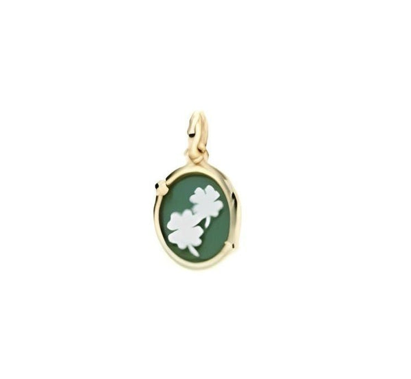 DODODoDo Four - Leaf Clover Cameo Charm DMC5016CAMEOVE09G – 9K Yellow Gold & Green - White PorcelainJEWELRYEcecile