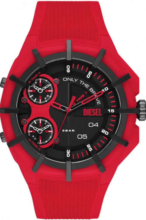 DIESELDiesel DZ1989 Framed Red Silicone Men's Watch – 51mm Black Dial, QuartzWATCHESEcecile