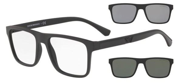 EMPORIO ARMANIEmporio Armani EA4115 5801/1W Men's Eyeglasses - Matte Black Frame with Two Clip - On Lenses, 52mmEYEWEAREcecile